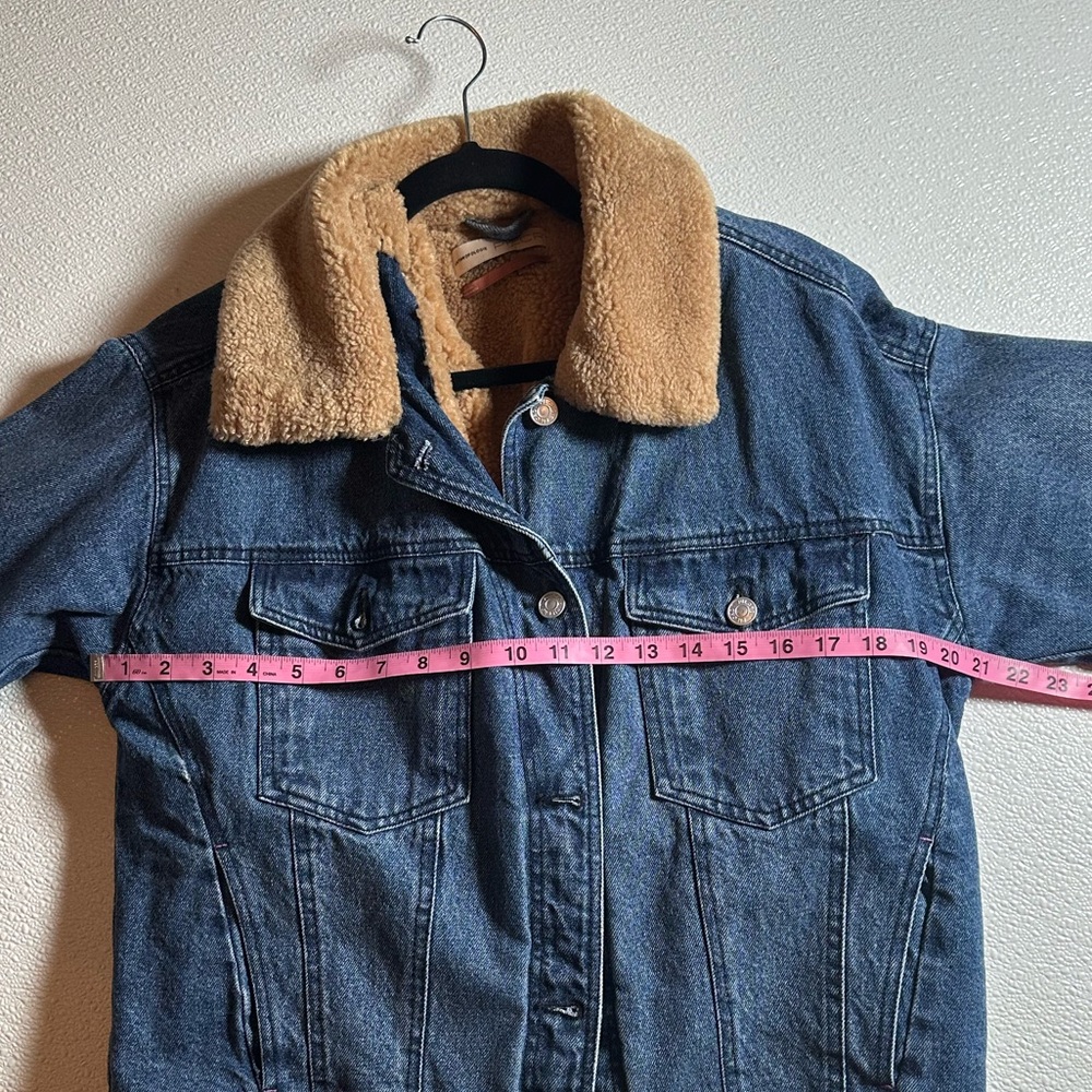 Anthropologie Pilcro Faux Sherpa Collar Denim Button Up Jean Jacket Size‎ Small - Picture 16 of 16